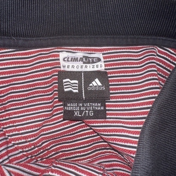 Men’s pre own as is Adidas size XL black red stripe polo shirt clima lite - Picture 2 of 3